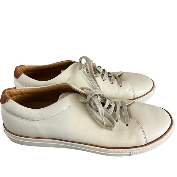 M. GEMI Men’s Made In Italy Low Top Lace Up Ivory Leather Sneaker US13 EU46 - Picture 1 of 9